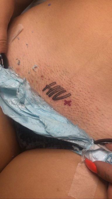 Lady who claims to be HIV positive tattoos it on her groin to notify potential ‘eaters’ (photos)