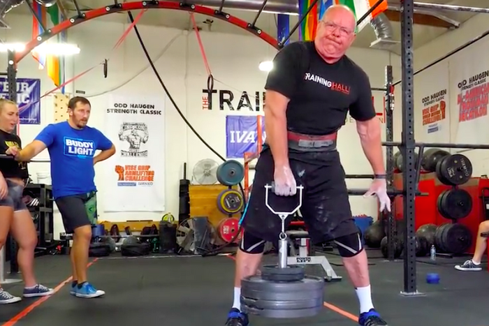 69-Year-Old Lifter Shows Off His Grip Strength