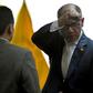 Ecuador's vice president Jorge Glas gestures on arrival at the National Court of Justice for his sentencing hearing, in Quito, Ecuador, on December 13, 2017