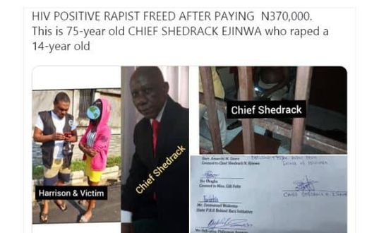 HIV positive rapist freed after paying 370k to 14-year=old victim