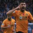 Wolves midfielder Ruben Neves celebrates after scoring against Aston Villa