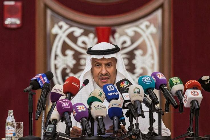 Saudi Arabia's Energy Minister Prince Abdulaziz bin Salman gives a press conference in the Red Sea city of Jeddah on September 17, 2019