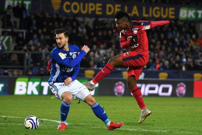 Bordeaux's Nigerian forward Samuel Kalu against Strasbourg in League Cup semi-final