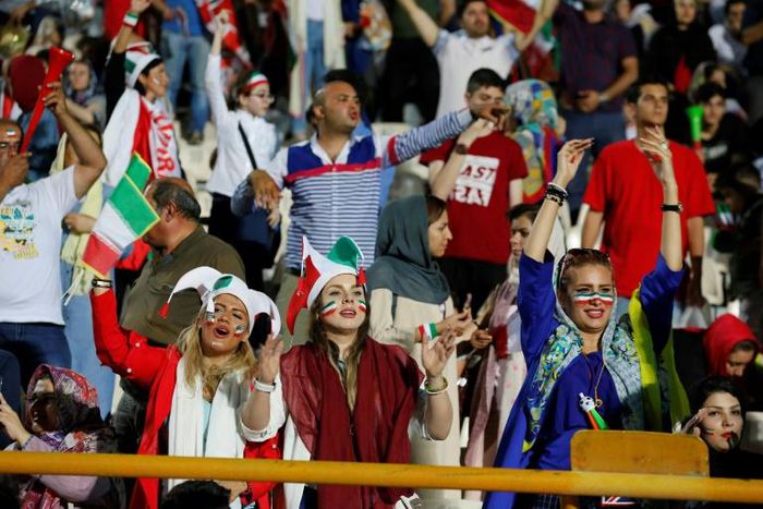 Women fans were allowed into the Azadi Stadium in Tehran to support Iran during the screening of a 2018 World Cup match against Portugal
