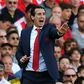 Arsenal manager Unai Emery gestures on the touchline against Tottenham
