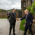 Britain's Prime Minister Boris Johnson (R) met Ireland's Taoiseach, prime minister, Leo Varadkar (L) near Liverpool to seek a pathway to a possible Brexit deal