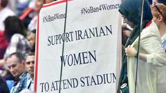 Iranian fans protested the ban on female supporters at football games in the country during last year's World Cup in Russia