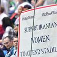 Iranian fans protested the ban on female supporters at football games in the country during last year's World Cup in Russia
