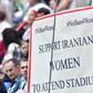 Iranian fans protested the ban on female supporters at football games in the country during last year's World Cup in Russia