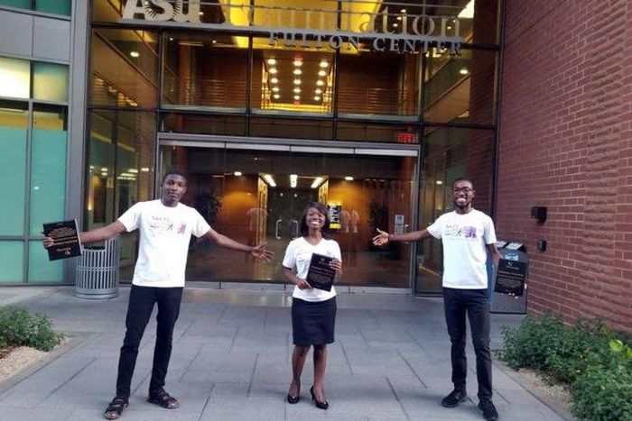 The three, Golda Afoakwa, Richard Sewor, and Douglas Amoo-Sargon,  who are the Founders of Sua IT, a venture which will improve computer literacy among rural Ghanaian youth.