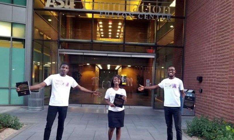 The three, Golda Afoakwa, Richard Sewor, and Douglas Amoo-Sargon,  who are the Founders of Sua IT, a venture which will improve computer literacy among rural Ghanaian youth.