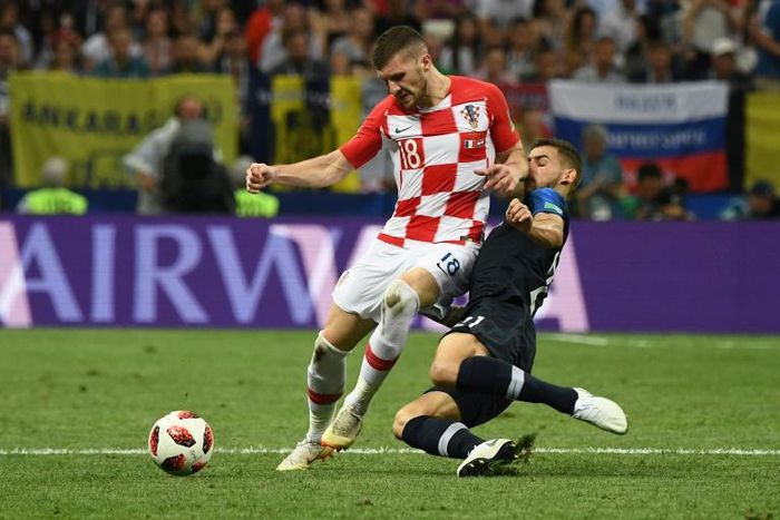 Croatia's forward Ante Rebic playing in the 2018 World Cup final against France