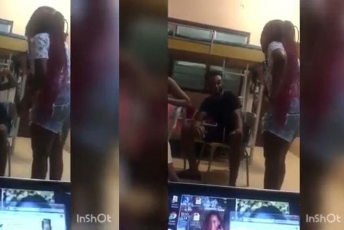 Legon student beats up boyfriend severely with bathroom slippers for cheating on her (videos)