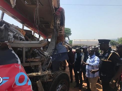 Wrecked accident bus