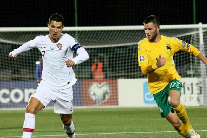 Portugal's Cristiano Ronaldo scored four goals for the second time on the international stage as Portugal hammered Lithuania