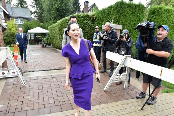 Huawei Chief Financial Officer Meng Wanzhou leaves her Vancouver home to appear in the British Columbia Supreme Court on September 23, 2019