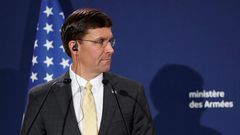 US Secretary of Defense Mark Esper, pictured here during a visit to France, says the US military is working with partners to address an attack on Saudi oil installations