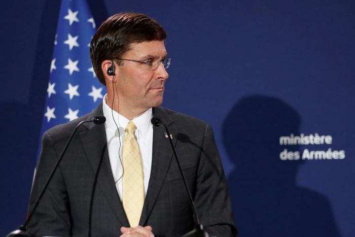 US Secretary of Defense Mark Esper, pictured here during a visit to France, says the US military is working with partners to address an attack on Saudi oil installations