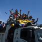 Protesters celebrate as they leave in Quito after Ecuador's president and indigenous leaders reached an agreement to end violent protests