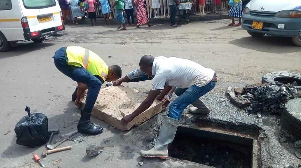 Lance Corporal Simon Agbeko desilts choked drains in Accra