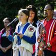 Swedish climate activist Greta Thunberg, with indiginous leaders, ahead of a 'climate strike' march in Montreal, Canada