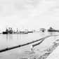 The Suez Canal in 1955, during a phase of major expansion and a year before it was nationalised by Egypt