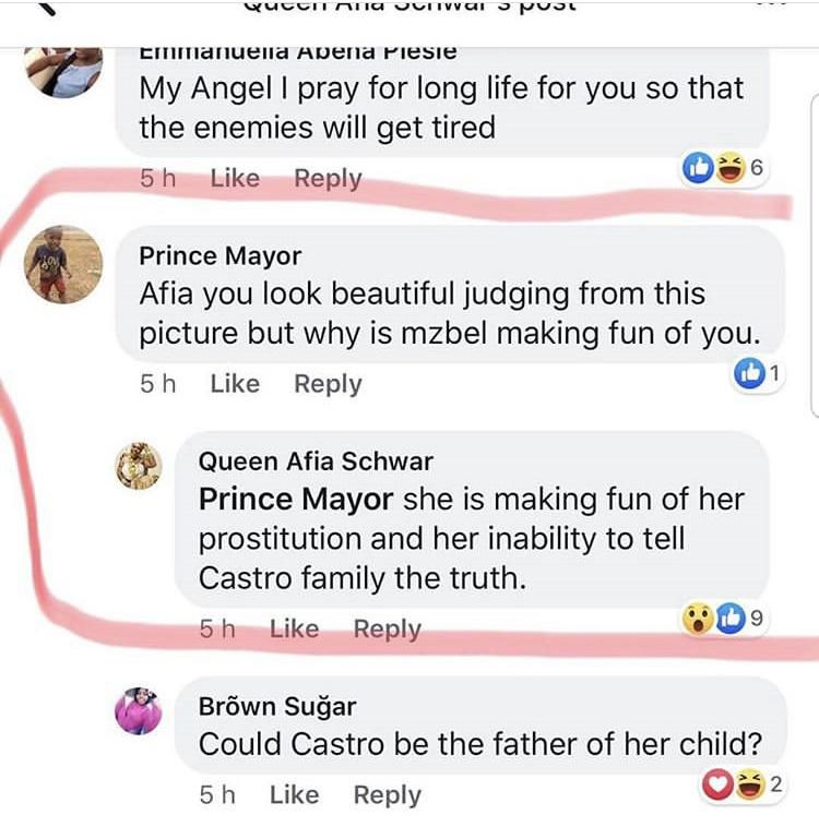 Screenhot of Afia Schwarzenegger's comment