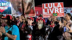 Supporters of Brazil's ex-president Luiz Inacio Lula da Silva, photographed on August 7, 2019