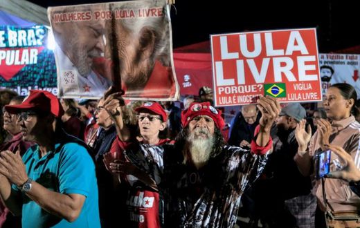 Supporters of Brazil's ex-president Luiz Inacio Lula da Silva, photographed on August 7, 2019