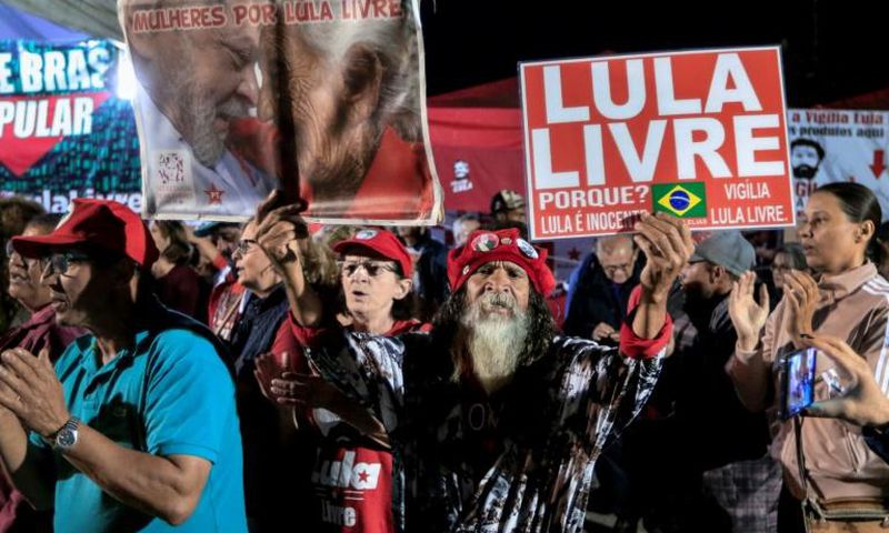 Supporters of Brazil's ex-president Luiz Inacio Lula da Silva, photographed on August 7, 2019