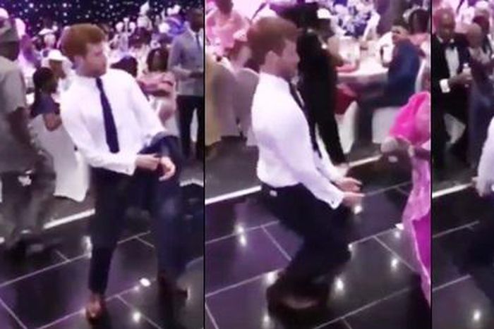 White man steals the show with his spellbinding dance moves at African traditional wedding (video)