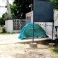 The barred entrance to the Maiduguri offices of the Mercy Corps humanitarian group which the Nigerian army closed in September
