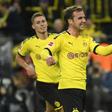 Germany forward Mario Goetze (R) and Belgium winger Thorgan Hazard (L) both netted confidence-boosting goals for Borussia Dortmund on Saturday.