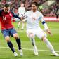 Sergio Ramos (right) takes on Norway defender Omar Elabdellaoui