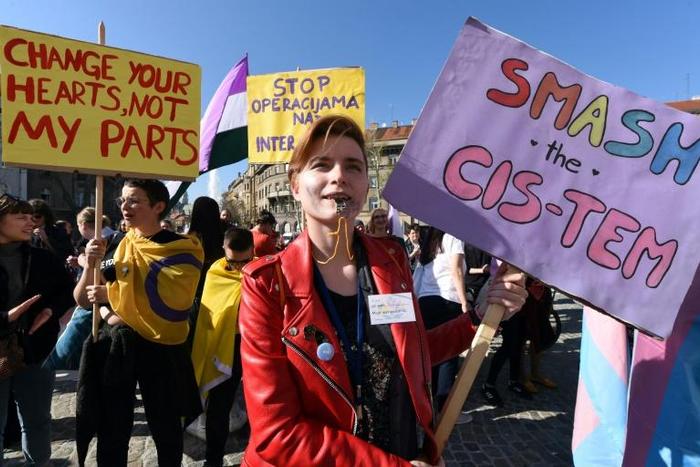 About 300 people marched for transgender rights in the Croatian capital
