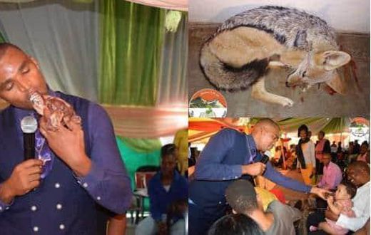 Pastor kills dog and eats the raw meat during church service