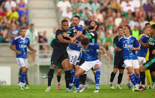 Player punches teammate during heated fight in Betis-Como pre-season game (Video)