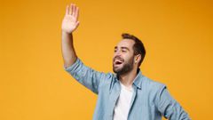 A man waving