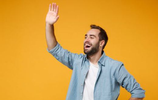 A man waving