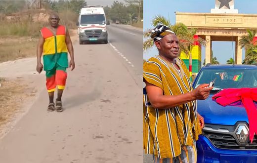 Man, 65, who walked from Kumasi to Accra to honour President Mahama gets car, other gifts