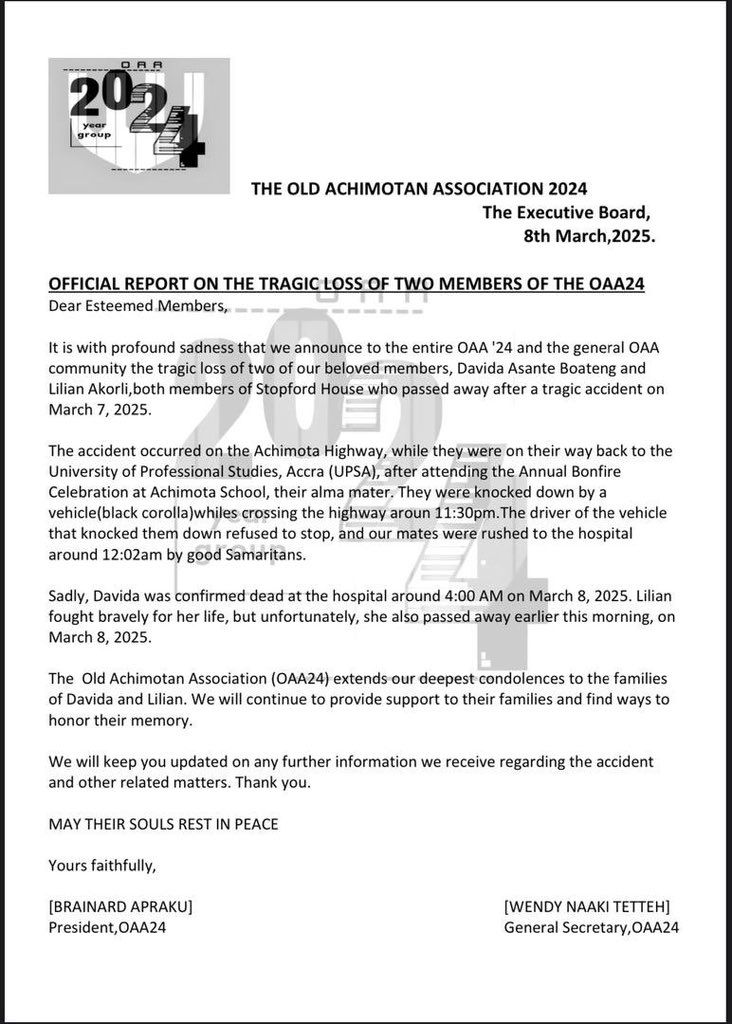 Two Achimota old students killed in hit-and-run on highway