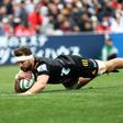 Lachlan Boshier scores a try for the Chiefs during their Super Rugby match against the Sunwolves