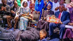 Photo: Humble Anthony Joshua prostrates before President Buhari