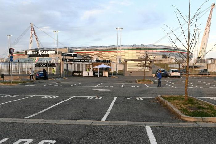 Empty parking lot at the Juventus's stadium before the Italian Serie A  match against Inter Milan on Sunday