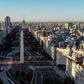 Aerial view of the empty 9 de Julio avenue in Buenos Aires, on March 20, 2020