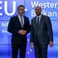 North Macedonia's Foreign Minister Nikola Dimitrov (L) was among Balkan nation leaders who met European Council President Charles Michel for talks