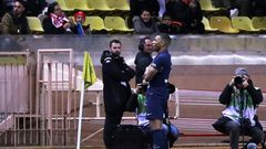 Twice as good: Paris Saint-Germain's Kylian Mbappe celebrates after scoring his second goal