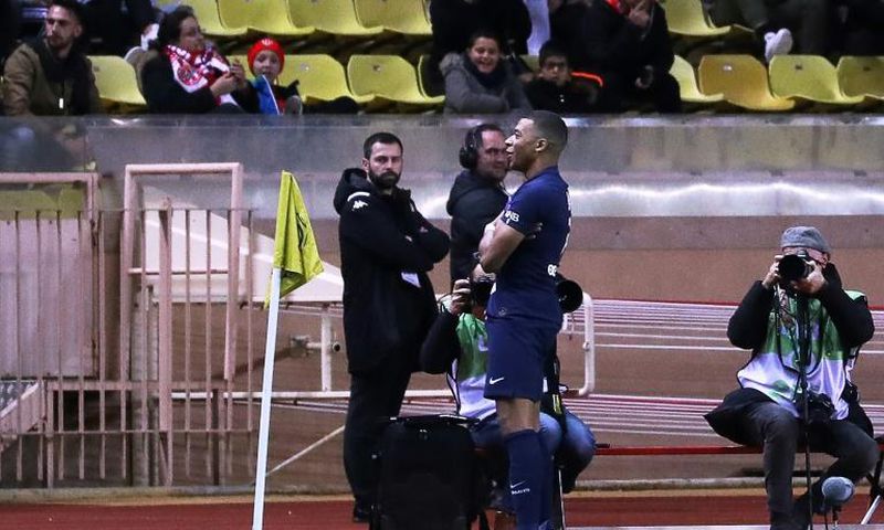 Twice as good: Paris Saint-Germain's Kylian Mbappe celebrates after scoring his second goal
