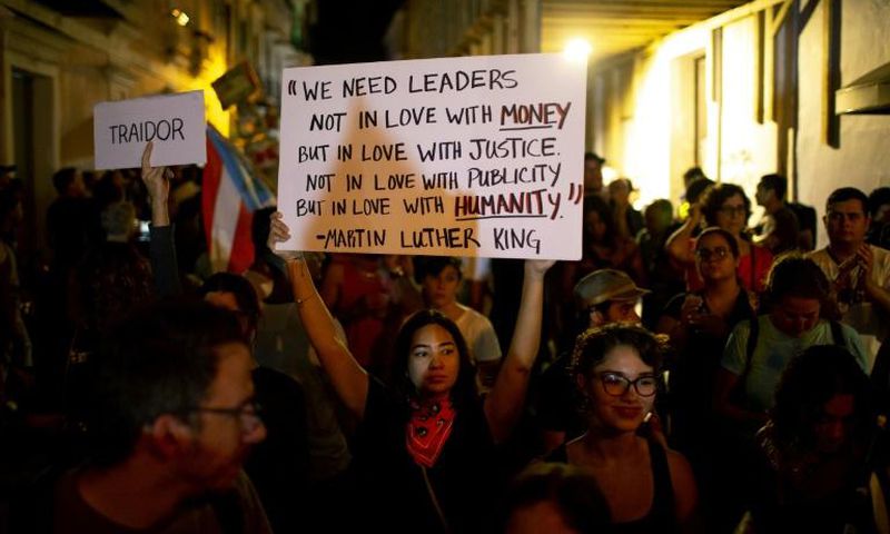 Protestors demand the resignation of Governor Wanda Vazquez Garced in San Juan, Puerto Rico