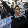 Moroccan human rights activists protest in the capital Rabat against what they say is a campaign of repression against social media users